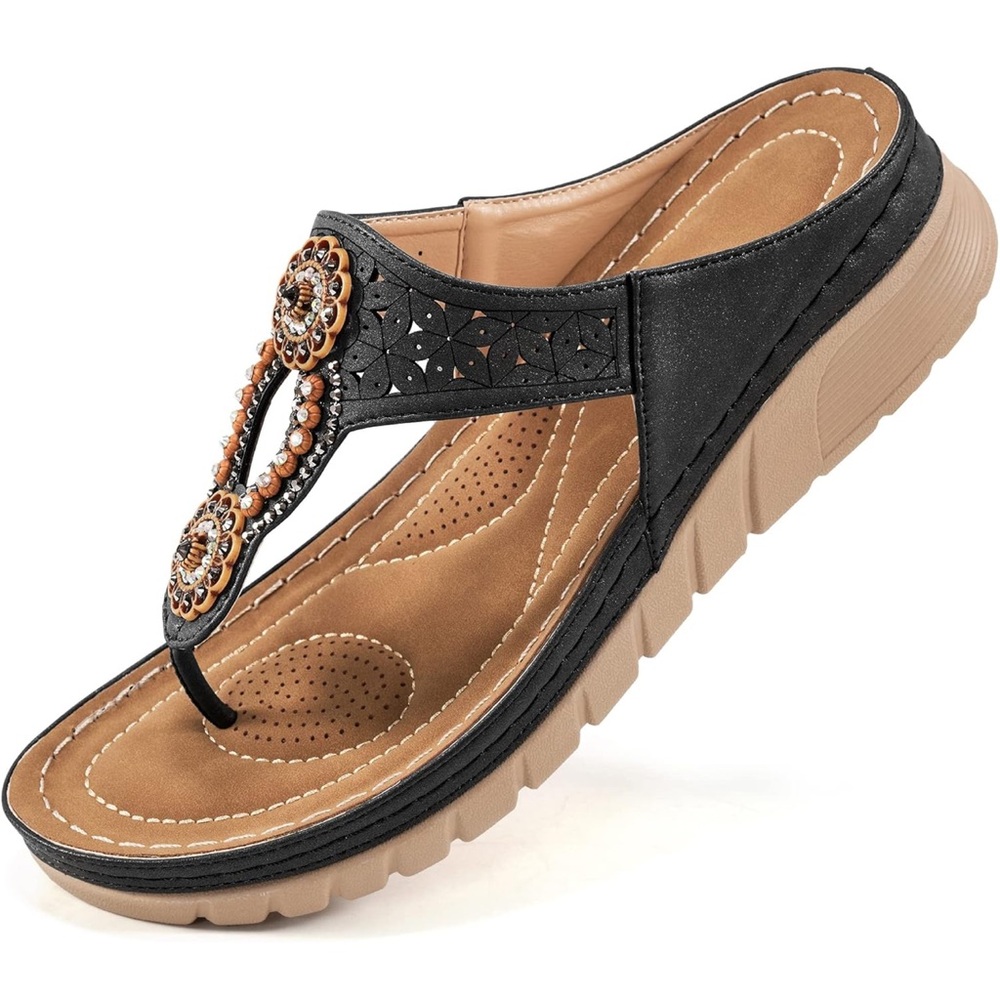 NEW Elegant Black Beaded Women's Sandals